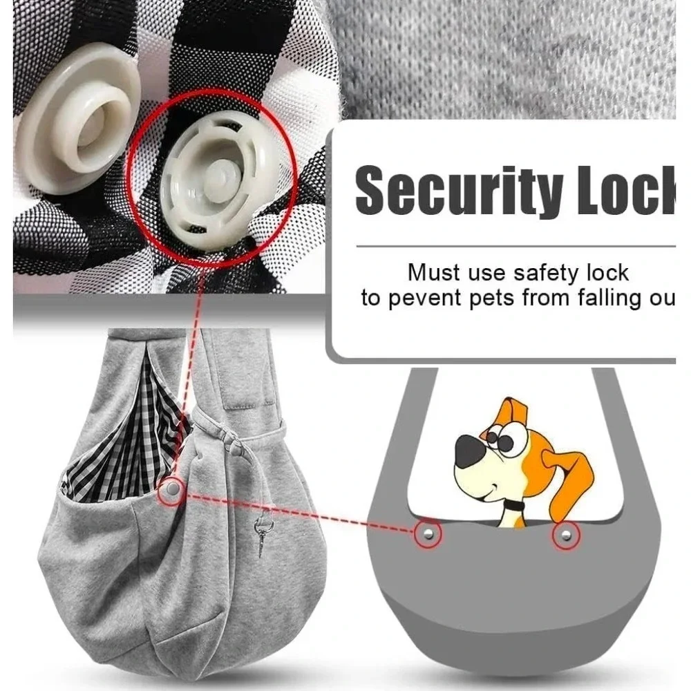 Tomkas Small Dog Cat Carrier Sling Black Reversible Hands Free Travel Bag